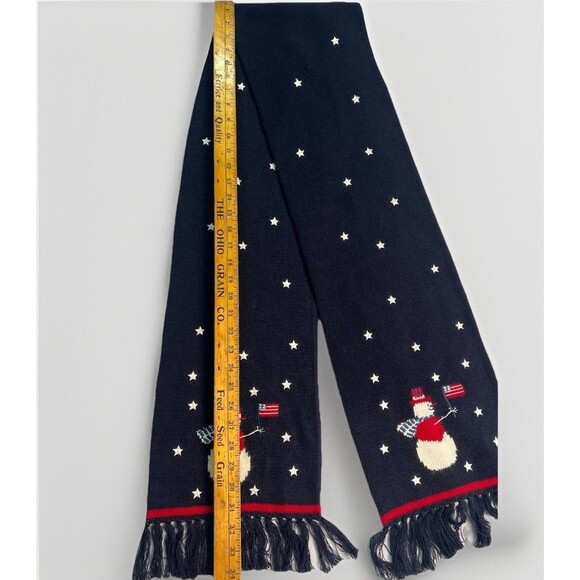 Grandmacore Christopher & Banks Christmas Scarf Snowman Stars USA 68 In Winter - Picture 4 of 6
